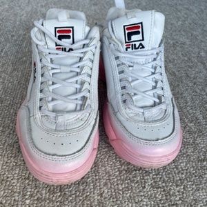 Women's White/Pink Fila Sneakers Size 7
